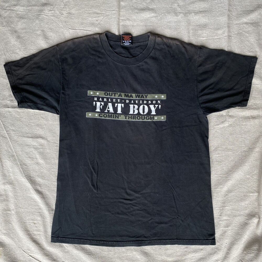 Vintage Harley Davidson Fat Boy 2002 Y2k Hals New Berlin Wisconsin Shirt Large